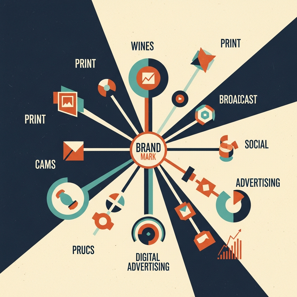 Stylized illustration representing global marketing communications networks